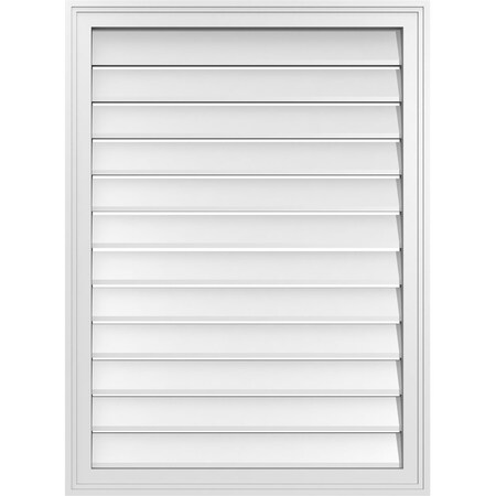 Ekena Millwork Vertical Surface Mount PVC Gable Vent: Functional, w/ 2"W x 1-1/2"P Brickmould Frame, 28"W x 38"H GVPVE28X3802SF